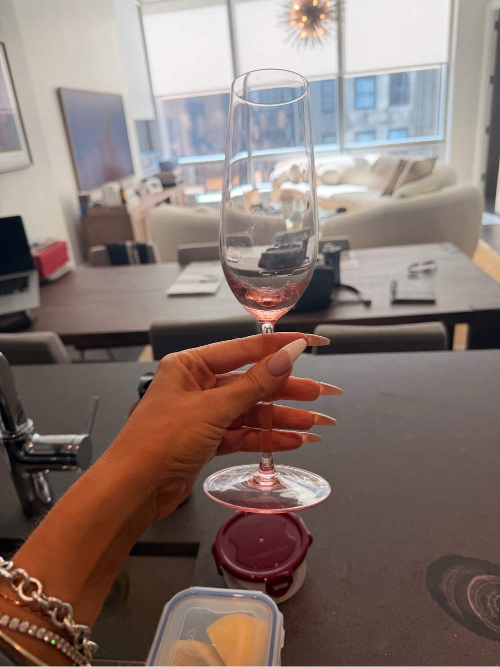 Crystal Champagne Flute - Pink Tint crate and barrel
